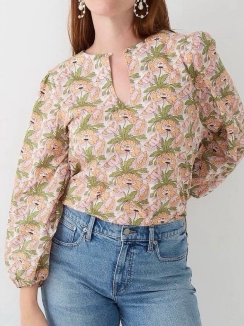 J. Crew Keyhole Popover in Liberty®️ Butterfield Poppy Organic Cotton S